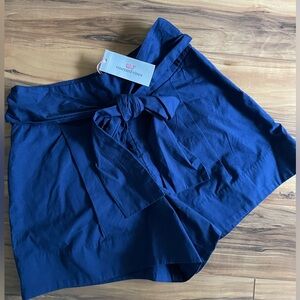 NWT Vineyard Vines Tie Waist Poplin Shorts Midnight Navy Blue Size 2